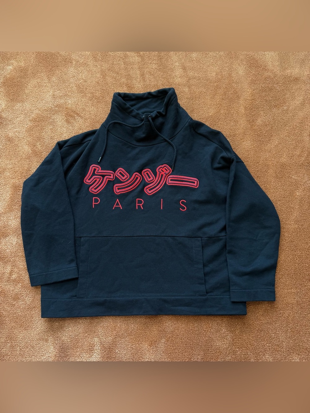 Kenzo black Funnel-Neck Sweatshirt with Red Logo